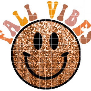Faux Sequin Fall Vibes Smiley Face