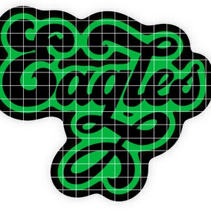 Eagles Retro Team Name with Leopard Outline Green