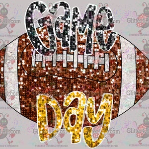 Faux Sequin Game Day Football Black and Gold