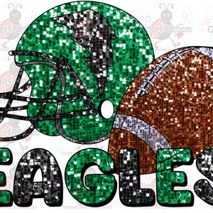 Sequin Eagles Green Black Football