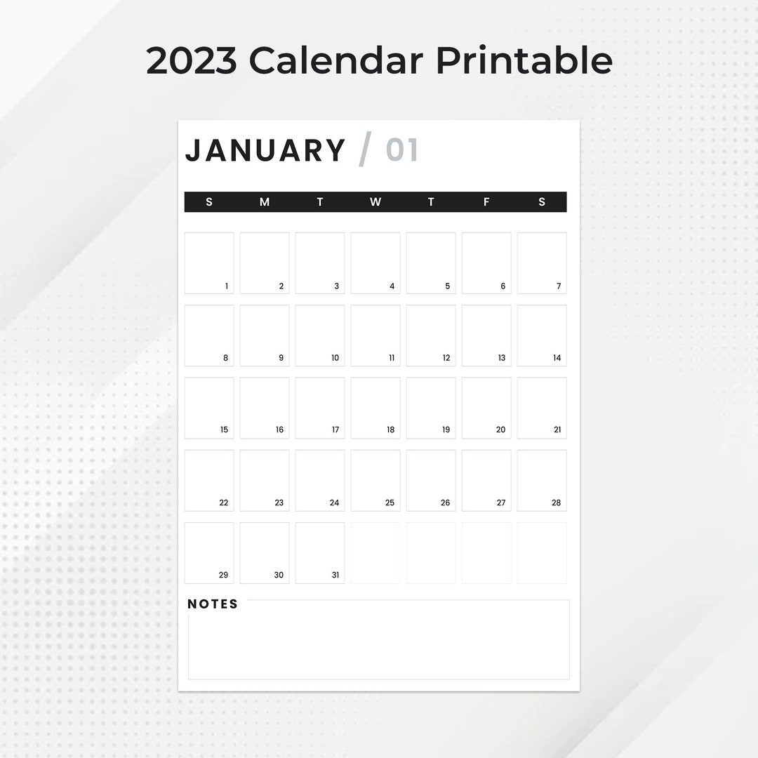 2023-monthly-calendar-printable-2023-calendar-plain-etsy