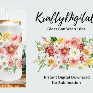 Mid Summer, Flowers, Dahlia, Garden Flowers, Cut Flower Design, PNG, Digital File, Glass Can 16oz