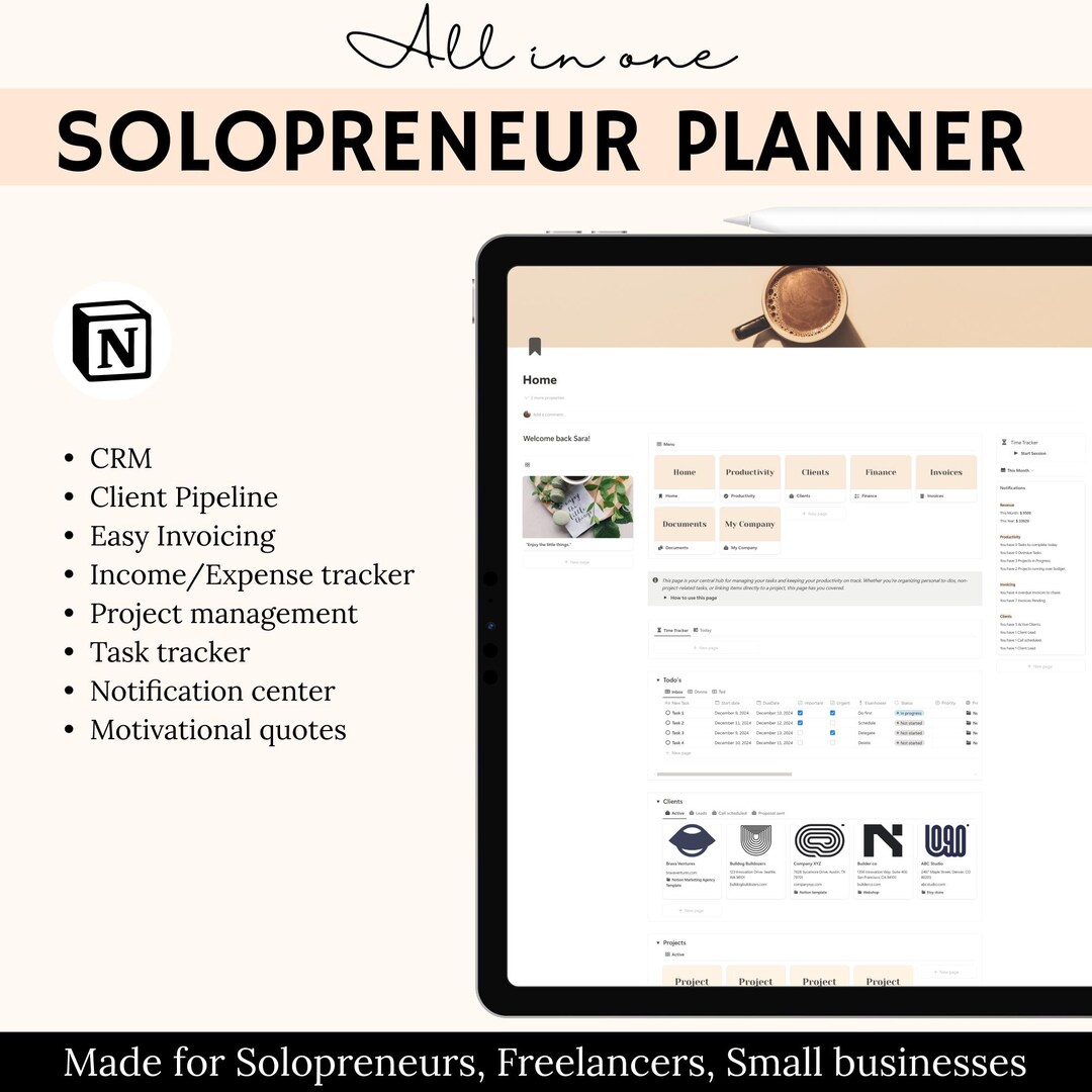 Notion Template for Freelance Business | CRM, Project Management ...