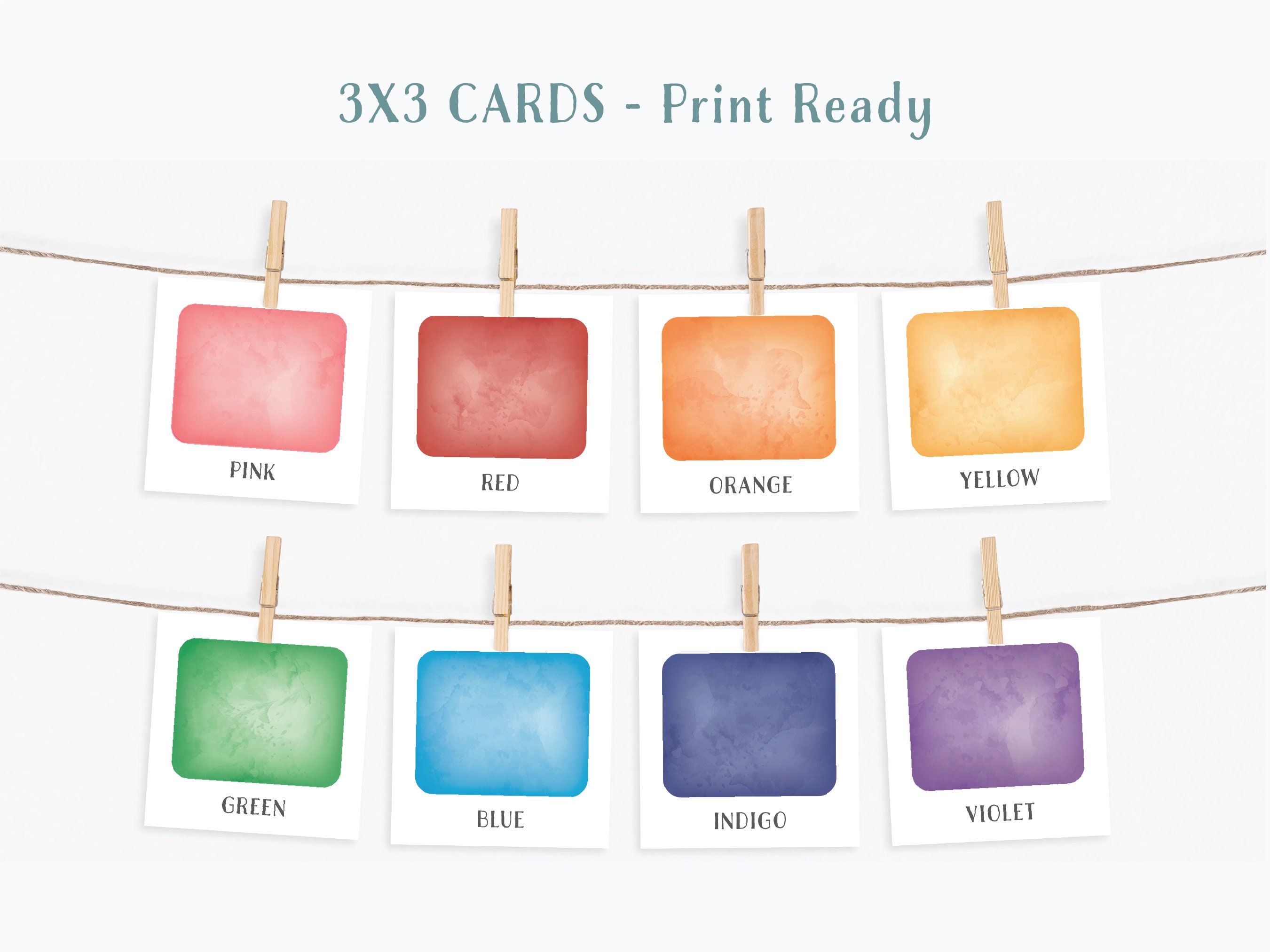 13 Educational Color Cards, Montessori Flashcards, Pre-school Cards ...