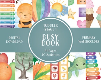 Busy Book Printable Toddler Activities Montessori Homeschool Resources Preschool Pre-K Kids Learning Materials