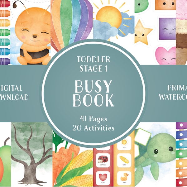 Busy Book Printable Toddler Activities Montessori Homeschool Resources Preschool Pre-K Kids Learning Materials