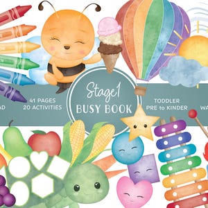 Utskrivbara aktiviteter för småbarn med upptagen bok, Montessori-hemundervisningsresurser, förskola, läromedel för förskolebarn