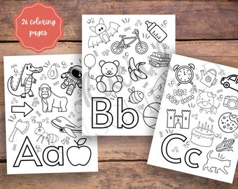 26 Alphabet Coloring Pages for Kids | Instant Download | Coloring Book