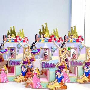 Números y letras de princesas 3D personalizados para fiestas temáticas
