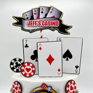 Poker Cake Topper - Casino Party - Poker Birthday - Casino Party Decor