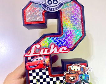 3D Number or Letter Cars Lighting - Lighting McQueen Party Decoration
