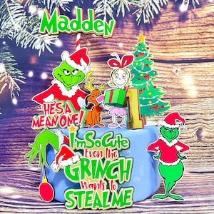 Grinch Cake Topper - Christmas Cake Topper