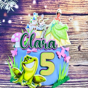 Tiana Cake Topper – Custom Princess Tiana Birthday Decoration – Disney Princess Party Decor – Personalized Cake Topper for Birthday