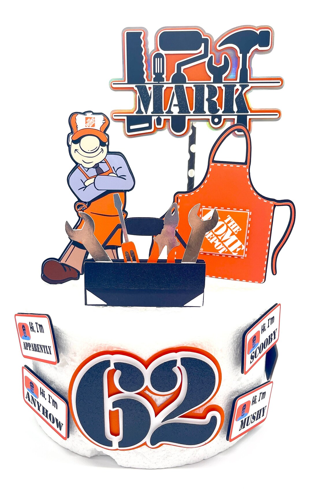The Home Depot Cake Topper Construction Party Handyman Birthday Etsy