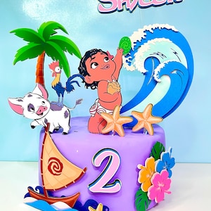 Baby Moana Cake Topper - Tropical Ocean Birthday Party Decoration - Custom Baby Moana Theme Topper