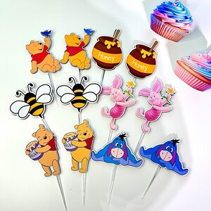 Winnie The Pooh Cupcake Toppers - 24 Pack For Kids Birthday Party Supplies