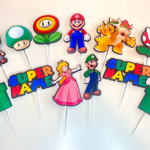 Super Mario Cupcake Toppers (SET VON 12) - Mario Geburtstag - Mario und Freunde Party