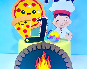 Pizza Cake Topper - Pizza Party Decoration - Pizza Party Cake Topper