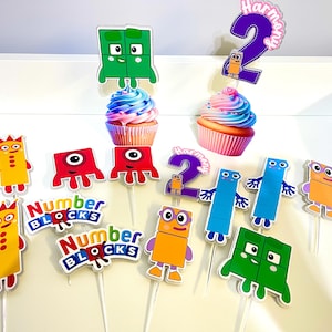 NumberBlocks Themed Cupcake Decor Set of 14
