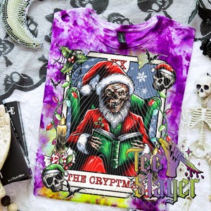 Camiseta con carta del tarot de la cripta, dibujada y teñida a mano, camiseta festiva, camiseta espeluznante, camiseta de fantasma