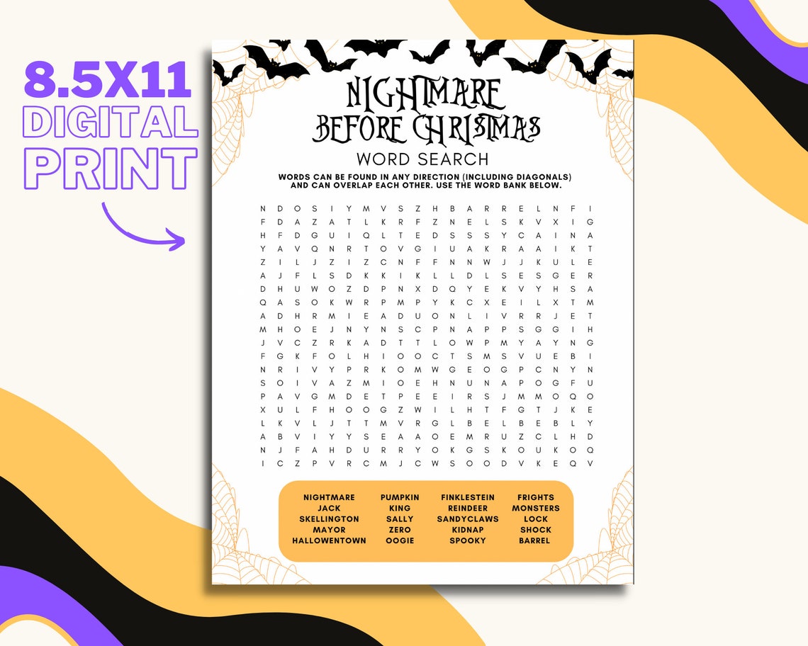 Spooky Word Search, Themed Party Games, Printable Word Search Game for ...