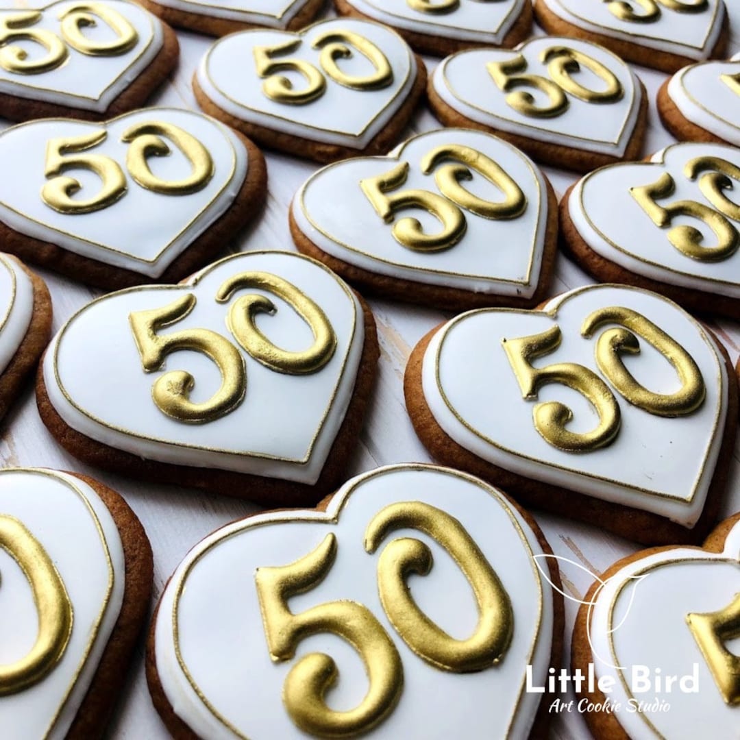 Birthday Decorated Cookies, 50th Birthday Cookies, Fifty Birthday ...
