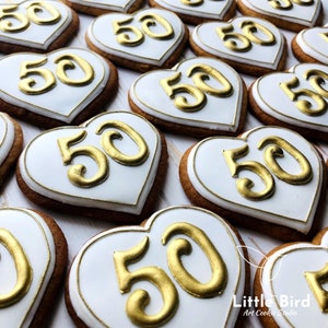 Birthday Decorated Cookies, 50th Birthday Cookies, Fifty Birthday Cookies, Party Favors, Birthday Gift, Anniversary Cookies, Custom Cookies