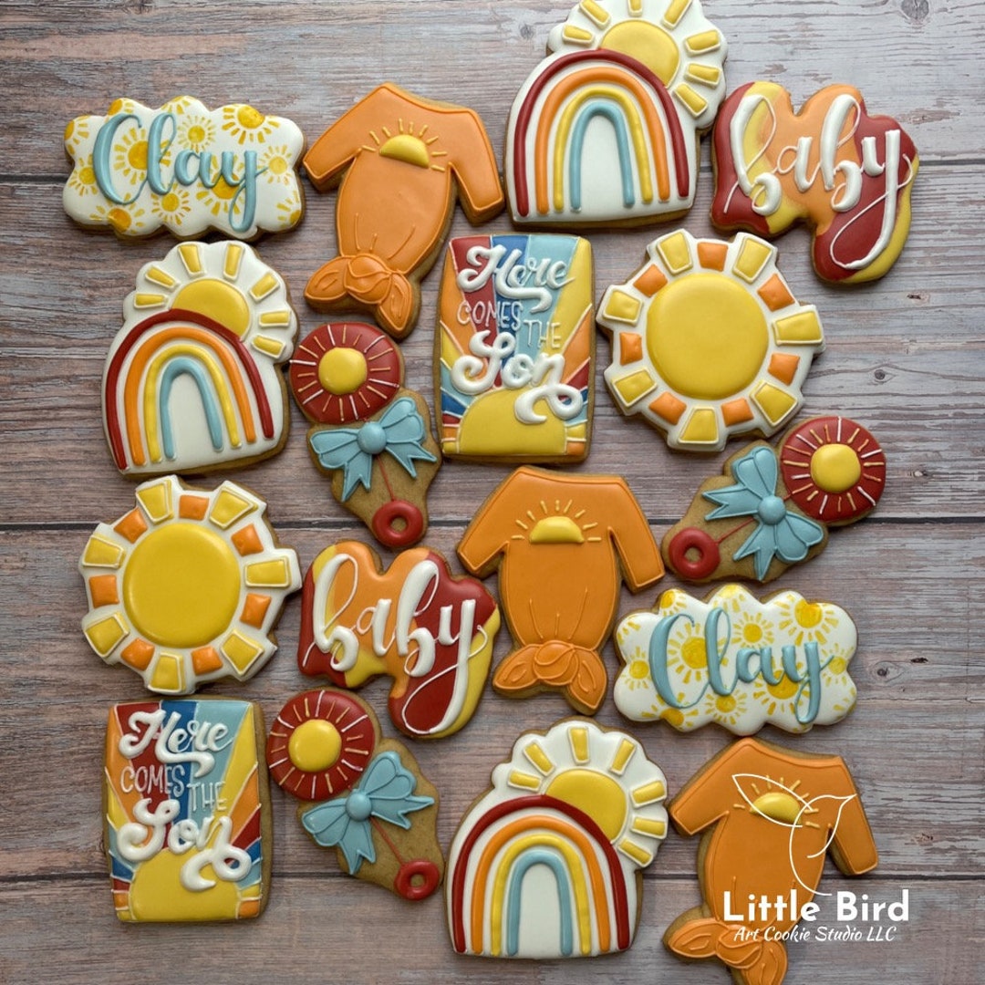 Here Comes the Son, Baby Shower Decorated Cookies, Baby Boy Reveal Party, Baby Shower Gift