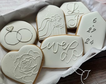 Wedding Decorated Cookies, Wedding Shower Cookies, Bridal Shower Cookies, Engagement Cookies, Party Favors, Custom Personalized Cookies
