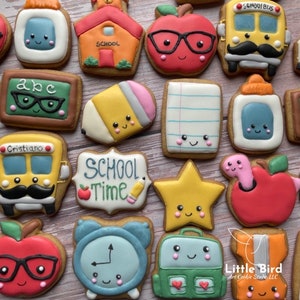 Back To School &quot;MINI&quot; Decorated Cookies, Cookie Gift Box, Party Favors, Teacher&#39;s Appreciation Cookies, 1st Day Of School Cookies, Custom