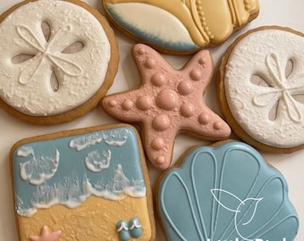 Beach Themed Decorated Cookies, Summer Day Fun Cookies, Birthday Cookies, Party Favors, Pool Party Cookies, Custom Cookies, Sea Cookies