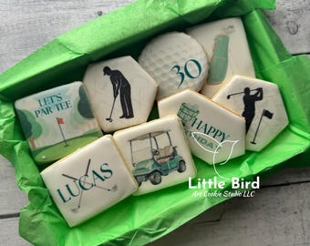 Master Golf Themed Birthday Decorated Cookies, Sport Themed Party Favors, Custom Cookies, Birthday Gift