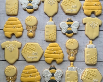 A Little Honeybee Decorated Cookies, Honey Bee Themed Cookies, Baby Shower Cookies, Custom Cookies, Party Favors, Baby Sprinkle Cookies