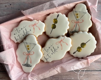 A 'Tini Bit Older Martini Themed Decorated Cookies, A Tini Bit Older Birthday Cookies Party Favor, Birthday Gift, Individual Cookies