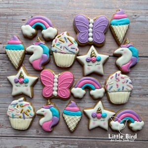 Unicorn Themed &quot;MINI&quot; Decorated Cookies, Unicorn Birthday Party, Custom Cookies, Rainbow / Ice Cream Cookies, Party Favors, Luxury Gift