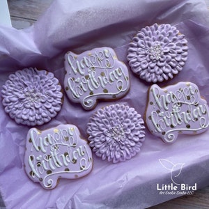 Birthday Decorated Cookies, Party Favors, Birthday Gift, Custom Cookies, 40th Birthday, Personalized Cookies, Floral Cookies, Luxury Gift