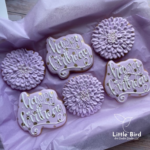 Birthday Decorated Cookies, Party Favors, Birthday Gift, Custom Cookies, 40th Birthday, Personalized Cookies, Floral Cookies, Luxury Gift