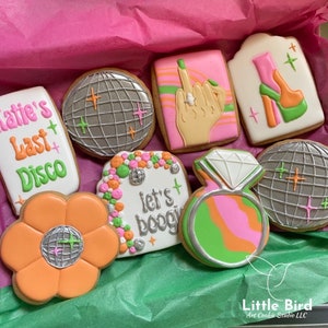 Last Disco Bachelorette Party Kekse, Groovy Bachelorette, Brautparty Dekorierte Kekse, Hochzeitskekse, Gastgeschenke, Individuelle Kekse