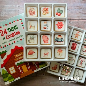 24-Day Christmas Cookie Advent Calendar, Christmas Countdown, Christmas Decorated Cookies, Christmas Party, Christmas Gift, Party Favors