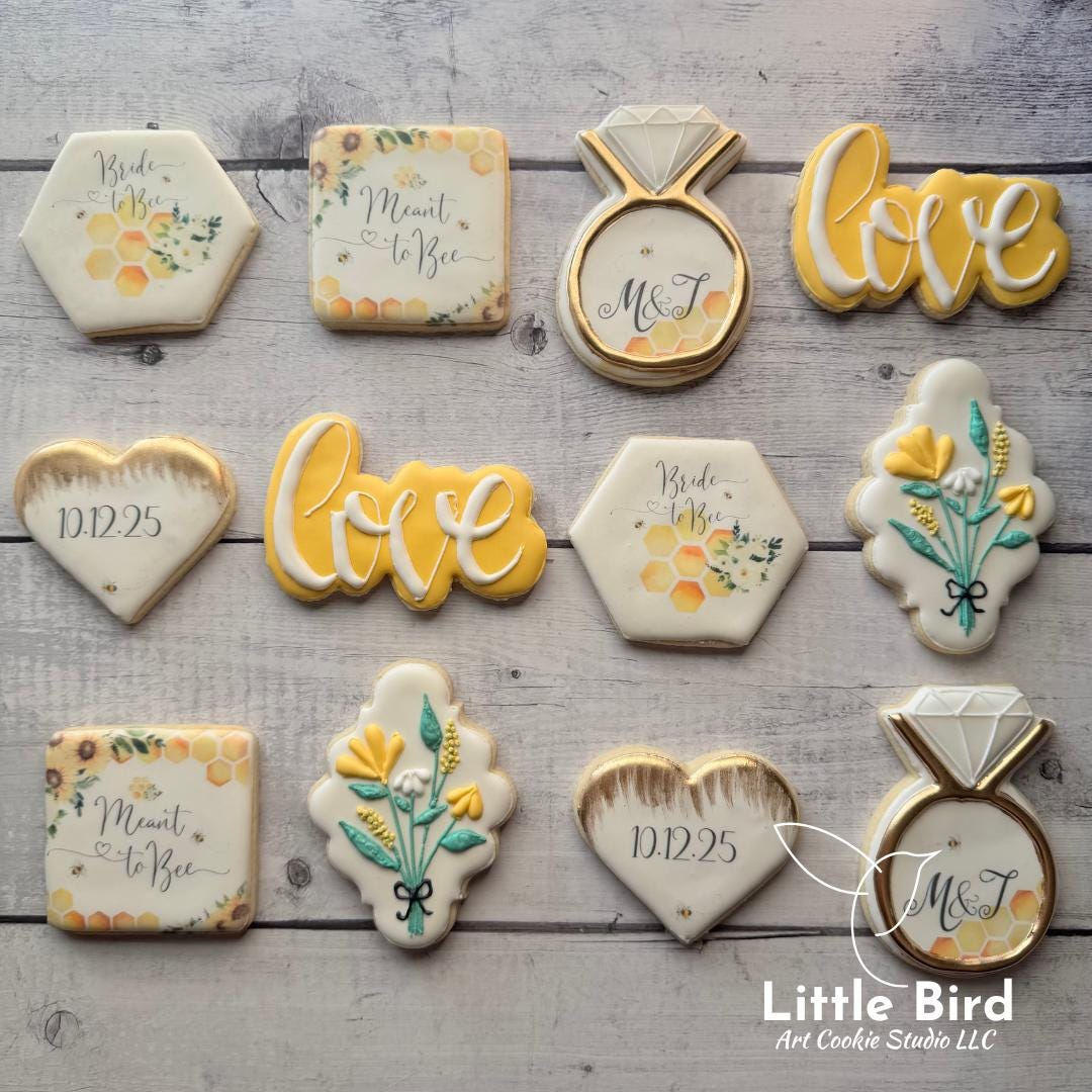 Meant to Bee Wedding Decorated Cookies, Honey Bee Themed Cookies ...