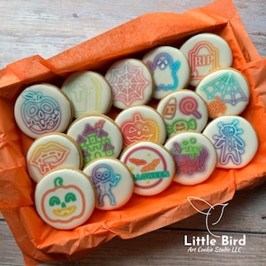 Halloween Neon &quot;MINI&quot; Decorated Cookies, Halloween Cookie Gift Box, Halloween Party Favors, Custom Cookies, Spooky Treats, Individual Cookie