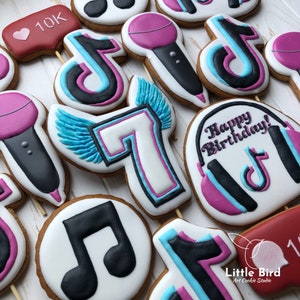 TikTok Themed Birthday Cookies, TikTok Decorated Cookies, TikTok Party Favors, Custom Cookies, Personalized Cookies, Luxury Gift, Gift Ideas