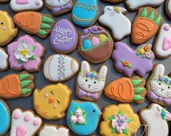 Easter "MINI" Decorated Cookies, Easter Party Favors, Easter Gift, Easter Bunny Cookies, Custom Cookies, Individual Personalized Cookies