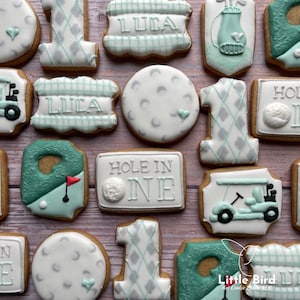 Golf Themed &quot;MINI&quot; Decorated Cookies, Party Favors, 1st Birthday Cookies, First Birthday Cookies, Hole In One Cookies, Custom Cookies, Gift