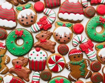 Christmas Decorated Cookies, Christmas Party, Christmas Gift, Santa Cookies, Individual Cookies, Custom Cookies, Party Favors,Winter Cookies