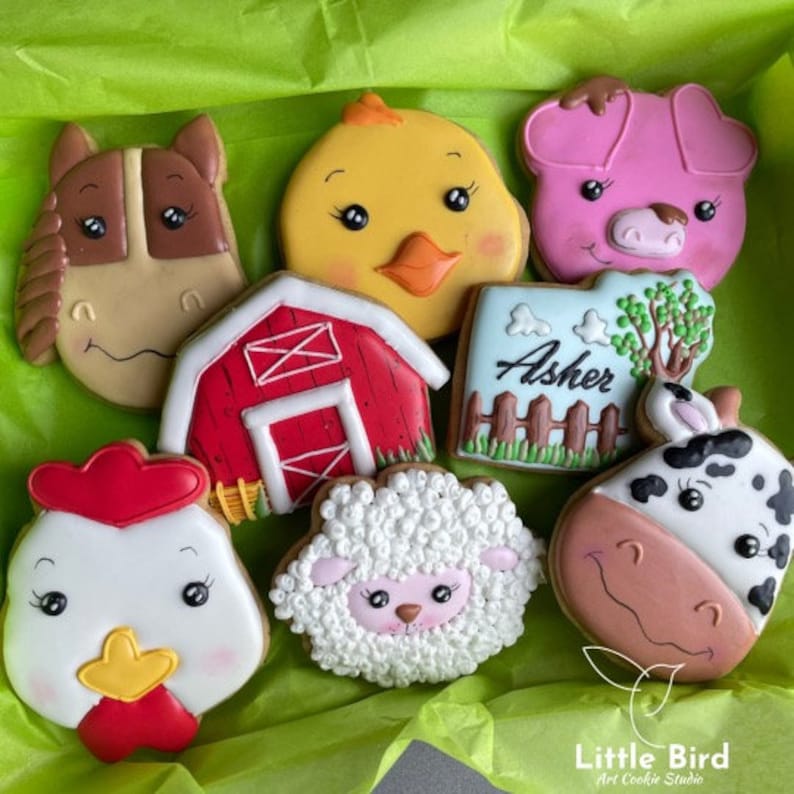 Farm Themed Birthday Cookies Barnyard Animal Cookies Farm Etsy
