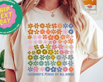 Celebrate Mind of All Kinds Comfort Colors®, Neurodiversity Shirt, Neurodivergent Crewneck, Autism Acceptance Gift, Mental health Sweatshirt