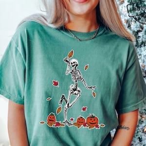 Comfort Colors® Dancing Skeleton Shirt, Retro Halloween t-shirt, Vintage spooky season, Funny Skeleton Halloween Shirt, Gift For Halloween