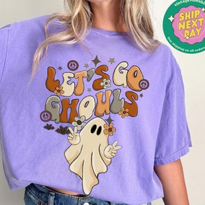 Comfort Colors®Lets Go Ghouls Shirt, Retro halloween Shirt, Vintage Halloween tee, Womens Halloween Shirt, Retro Fall Shirt, Halloween gift