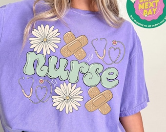 Cute Nurse Shirt Comfort Colors®, Fall Nurse Sweatshirt, Nurse Graduation Gift, Nursing School Sweater, Soft Girl Nurse Crewneck, New Nurse